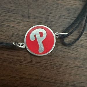 Phillies 925 silver and black cord bracelet